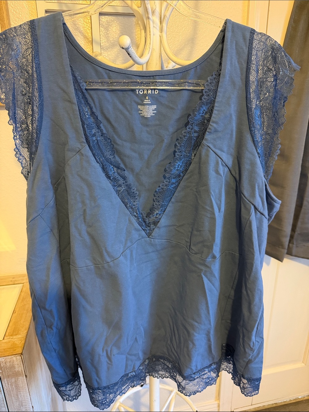 torrid Navy Blue Lace-Trim V-Neck Camisole